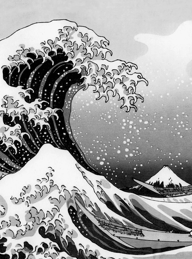 The Great Wave Off Kanagawa for Kindle Paperwhite e-reader wallpaper or screensaver featuring wave and ocean and more