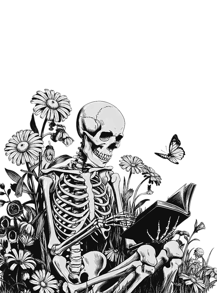 Skeleton for e-reader e-reader wallpaper or screensaver featuring skeleton and reading and more