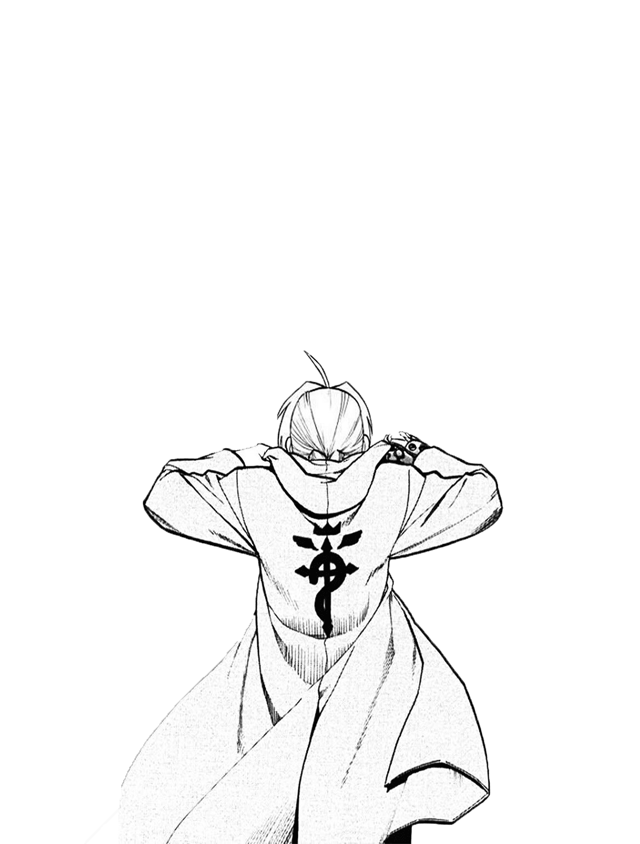 Ed Elric for Kobo Libra e-reader wallpaper or screensaver featuring character and back view and more