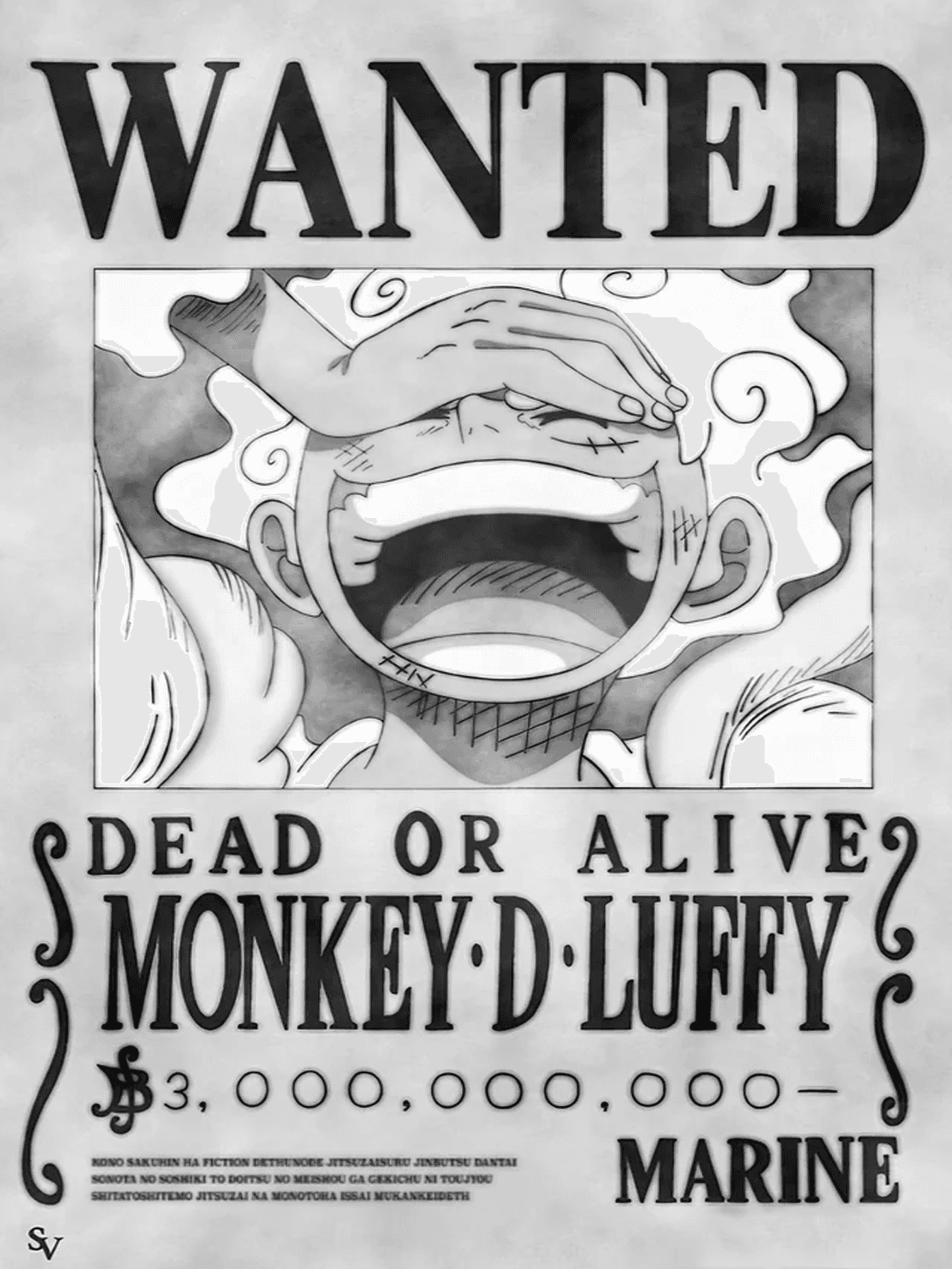 One piece Luffy gear 5 bounty for Kindle Paperwhite e-reader wallpaper or screensaver featuring wanted poster and Monkey D. Luffy and more