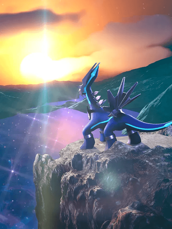 Dialga by N-DESIGN Inc. for Kindle Paperwhite e-reader wallpaper or screensaver featuring dragon and landscape and more