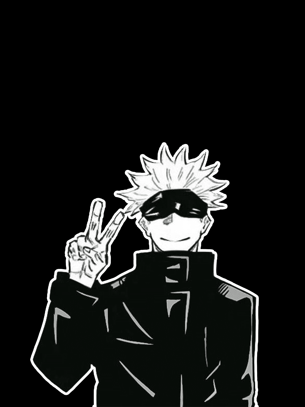 Gojo Peace for Kindle Paperwhite e-reader wallpaper or screensaver featuring person and anime character and more