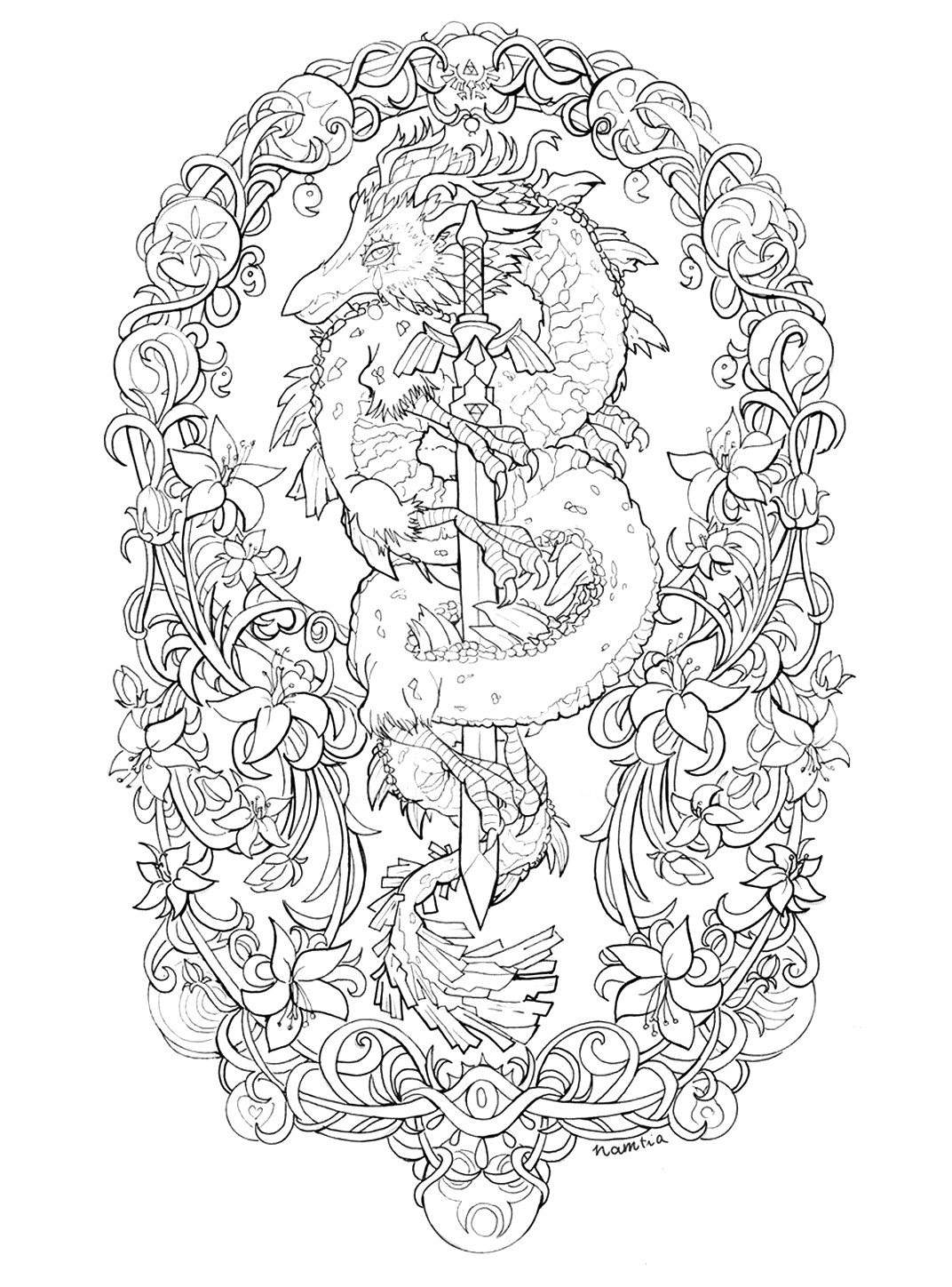Dragon Sketch for Other e-reader wallpaper or screensaver featuring dragon and sword and more